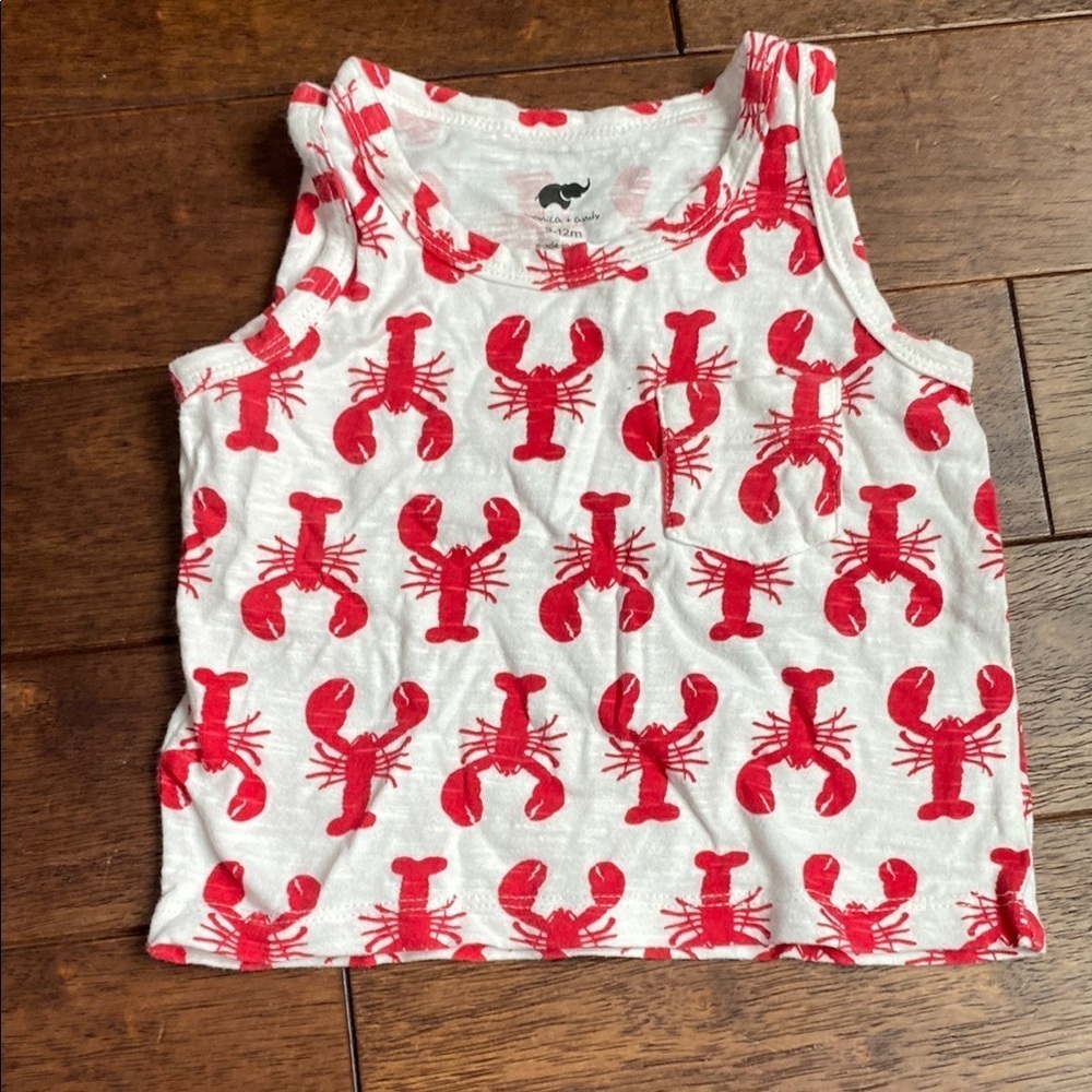 Monica & Andy Kids Lobster Print Tank Top - Red & White